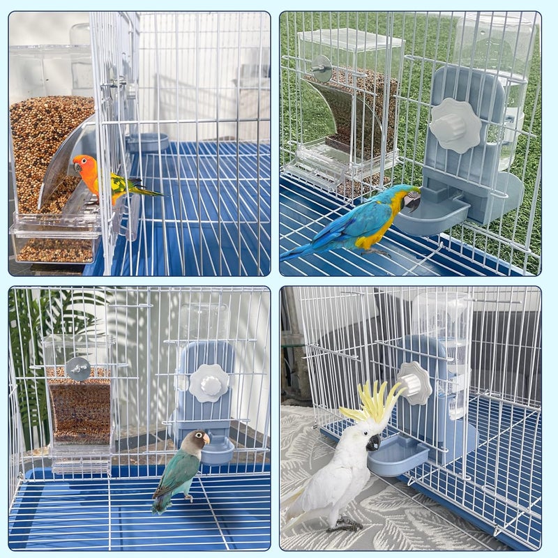 lemtrflo No Mess Bird Feeder Water Dispenser Set, Parakeet Cage Accessories, Bird Feeder and Waterers in Cage for Cockatiels, Finches, Lovebirds, Budgies, Canaries - Image 2